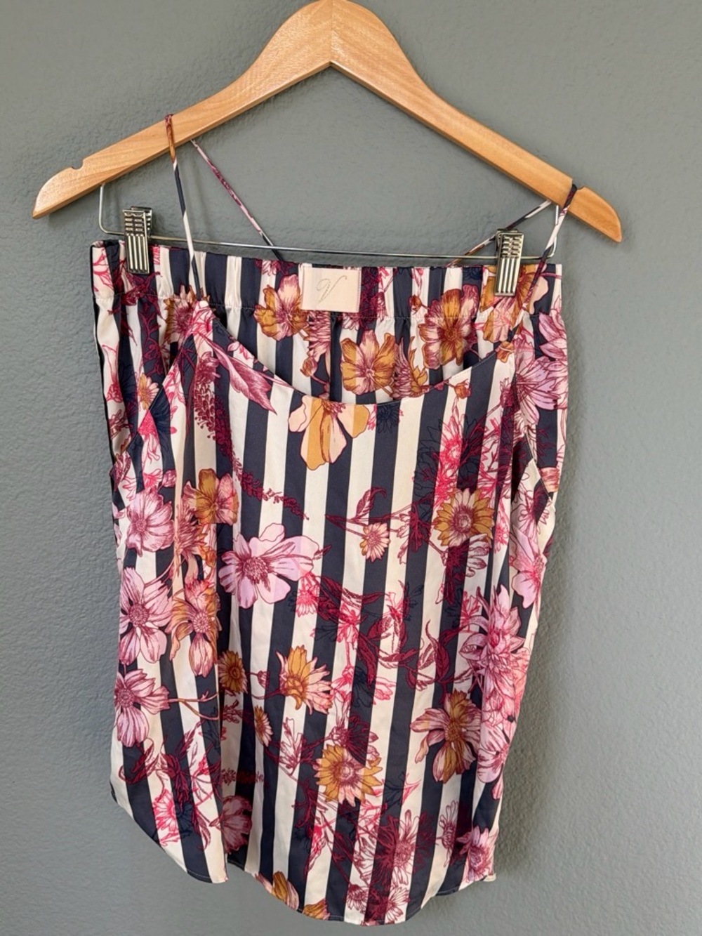 Victorias Secret Striped Floral Tank top & Sleep Short Set - Pink & Navy